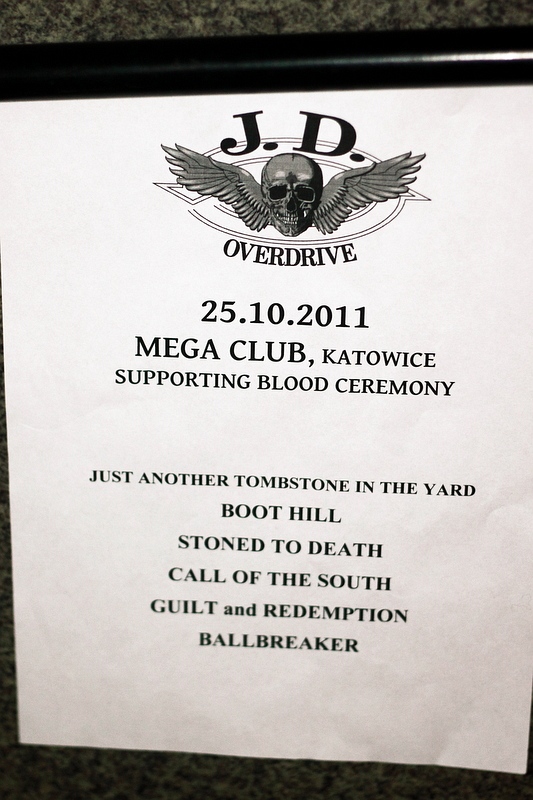 J. D. Overdrive - koncert: J. D. Overdrive, Katowice 'Mega Club' 26.10.2011