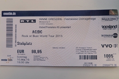 AC/DC, bilet z koncertu, Drezno 10.05.2015, fot. Mikele Janicjusz