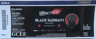 Black Sabbath, bilet z koncertu, Łódź 11.06.2014, fot. Mikele Janicjusz