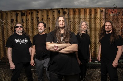 Cannibal Corpse (od lewej do prawej: Rob Barrett, Paul Mazurkiewicz, George Fisher, Alex Webster i Erik Rutan), fot. Alex Morgan