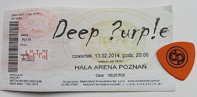 Deep Purple, bilet i kostka R. Glovera, Poznań 13.02.2014, fot. Mikele Janicjusz