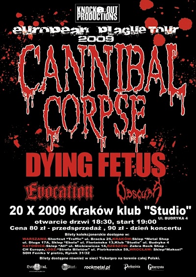Plakat - Cannibal Corpse, Dying Fetus, Evocation