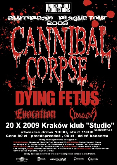 Plakat - Cannibal Corpse, Dying Fetus, Evocation
