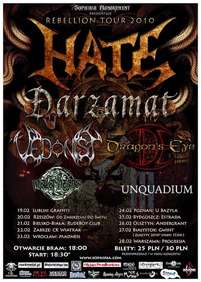 Plakat - Hate, Darzamat, Vedonist, Dragon's Eye