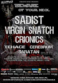 Plakat - Sadist, Virgin Snatch, Crionics
