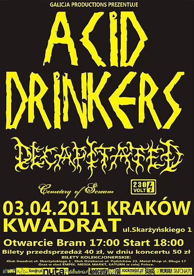 Plakat - Acid Drinkers, Decapitated, Cemetery Of Scream