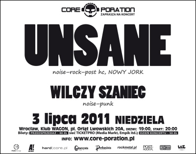 Plakat - Unsane, Wilczy Szaniec