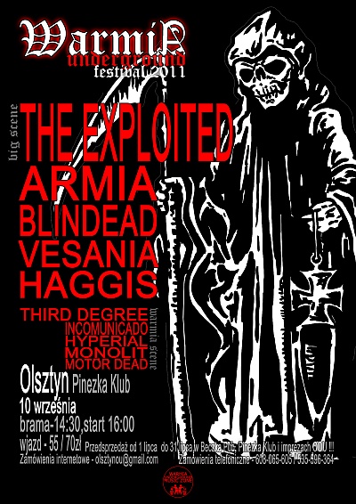 Plakat - The Exploited, Armia, Vesania, Blindead