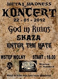 Plakat - God in Ruins, Skaza, Enter the Hate