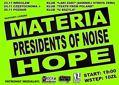 Plakat - Materia, Presidents of Noise, Hope