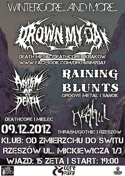 Plakat - Drown My Day, Raining Blunts, Asylum of Death