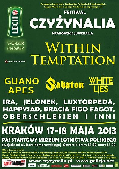 Plakat - Sabaton, White Lies, Happysad, IRA