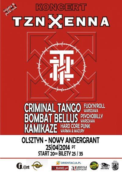 Plakat - TZN Xenna, Criminal Tango, Bombat Belus