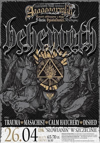 Plakat - Behemoth, Trauma, Masachist, Calm Hatchery