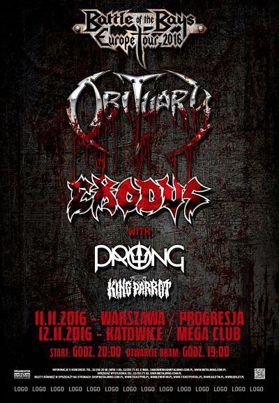 Plakat - Obituary, Exodus, Prong, King Parrot